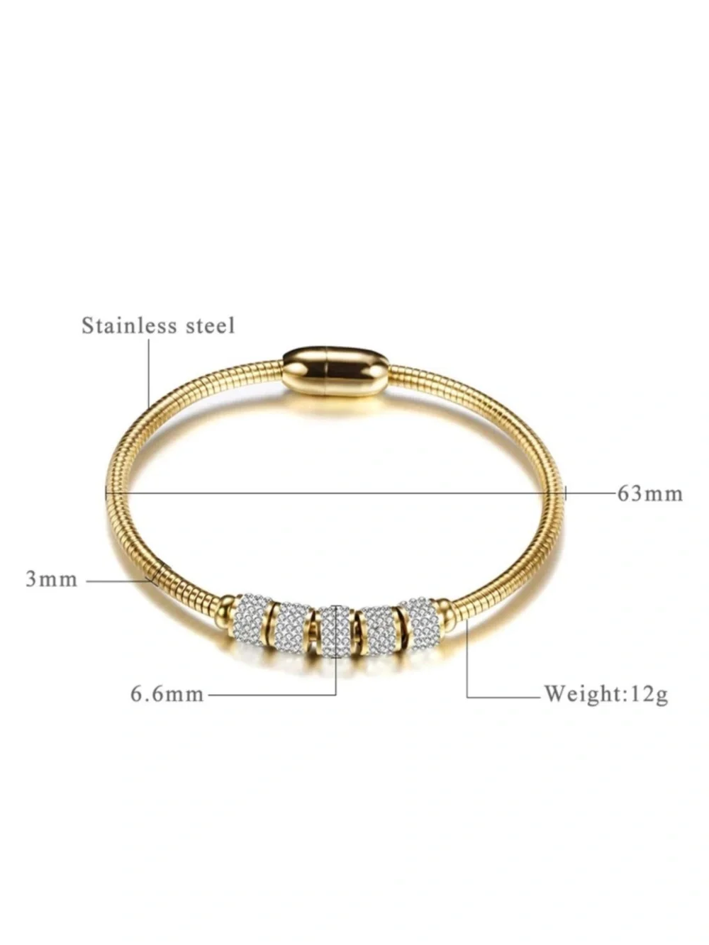 Elegant Gold Pave Bead Bangle Bracelet